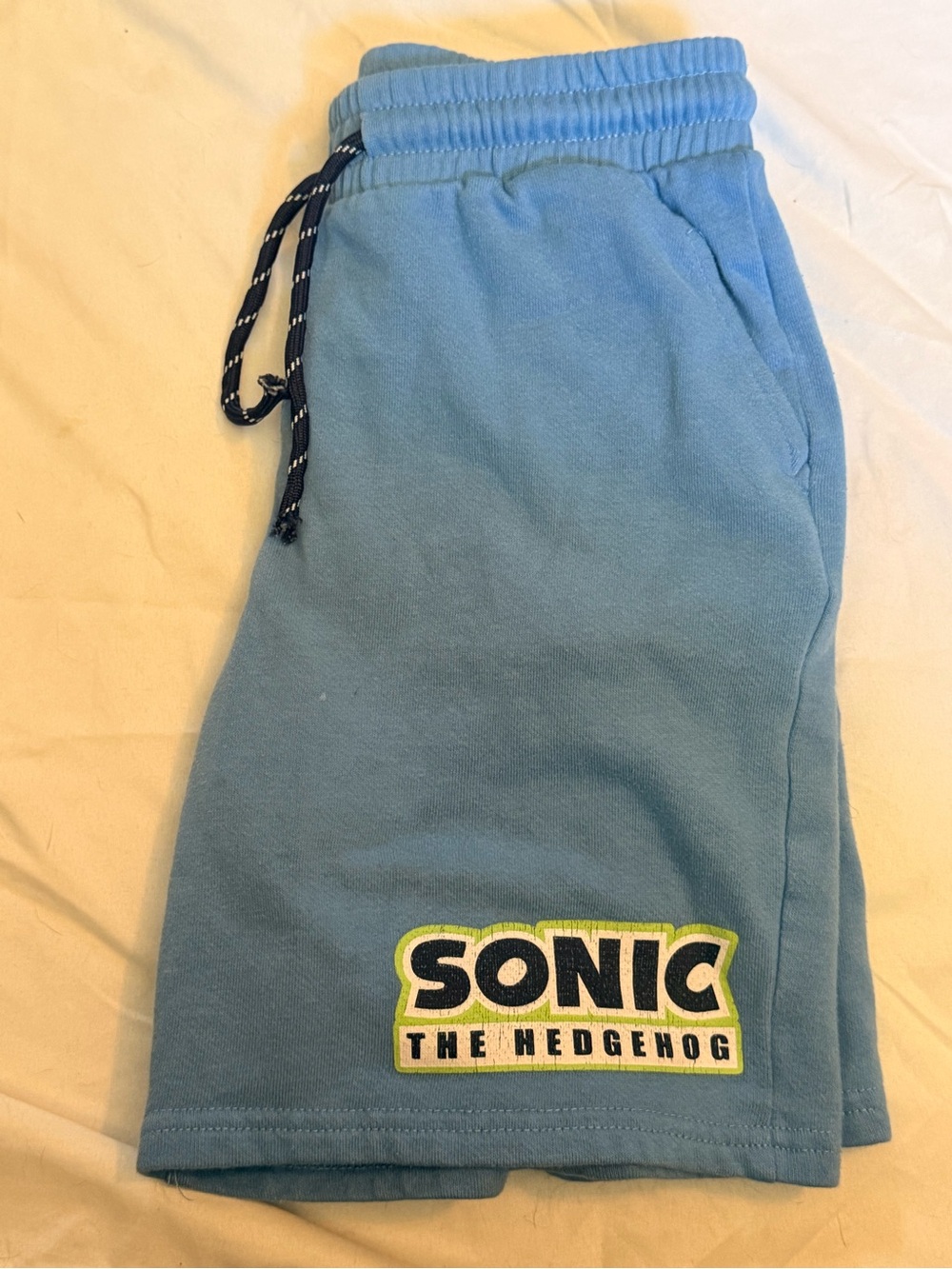 Sonic The Hedgehog Light Blue Logo Shorts boys size 10/12 L